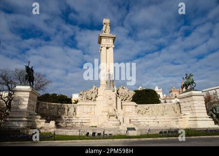 The Monumento a la Constitucion 1812, Monument to the Constitution 1812,  to celebrate the centenery of the War of Independence. Plaza Espana, Cadiz, Stock Photo