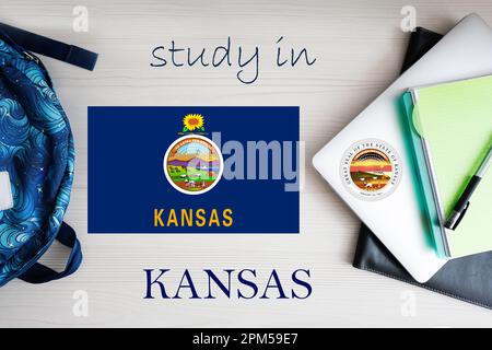 Study in Kansas. USA state. US education concept. Learn America concept. Stock Photo