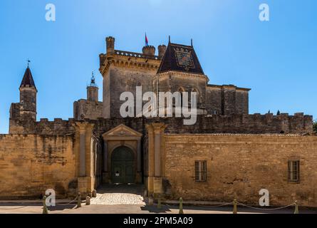 Ducal castle called 'The Duchy' of Uzès in the Gard, in the Cévennes, Occitanie, France Stock Photo