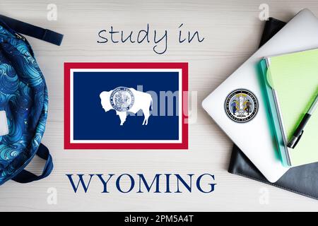 Study in Wyoming. USA state. US education concept. Learn America concept. Stock Photo