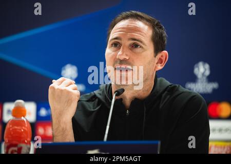 Madrid, Spain. 11th Apr, 2023. Frank Lampard (Chelsea) during the press conference before the football match between&#xA;Real Madrid and Chelsea valid for the final quarter of the Uefa Champion's League celebrated in Madrid, Spain at Bernabeu stadium on Tuesday 11 March 2023 Credit: Live Media Publishing Group/Alamy Live News Stock Photo