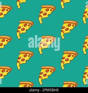 Seamless pizza pattern. Hand drawn pizza illustrations. Vector illustration. Stock Vector