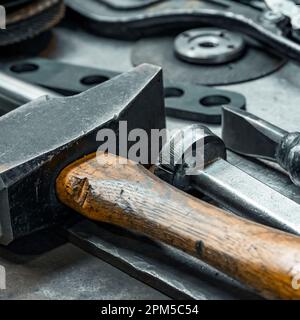 Hammer in an industrial warehouse, France Stock Photo