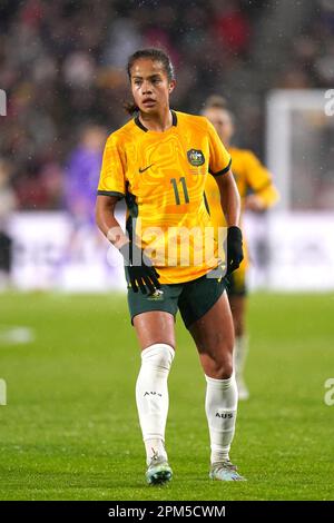 Australia's Mary Fowler in action during the Alzheimer's Society International at the Gtech Community Stadium, Brentford. Picture date: Tuesday April 11, 2023. Stock Photo