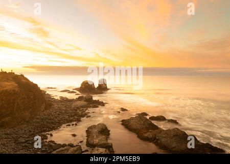 Sunset at Punta de Lobos in Pichilemu, VI Region, Chile Stock Photo