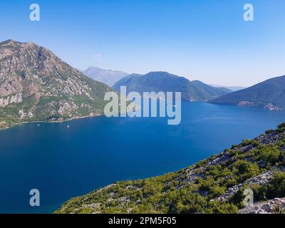 panoramic view of the blue bay, before the beautiful blue sea Stock Photo