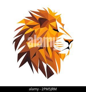Lion logo design. Abstract colorful polygon lion head. Calm lion face. Vector illustration Stock Vector