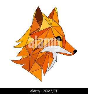 Fox logo design. Abstract colorful polygon fox head. Calm fox face. Vector illustration Stock Vector