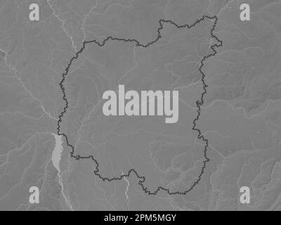 Chernihiv, region of Ukraine. Grayscale elevation map with lakes and rivers Stock Photo