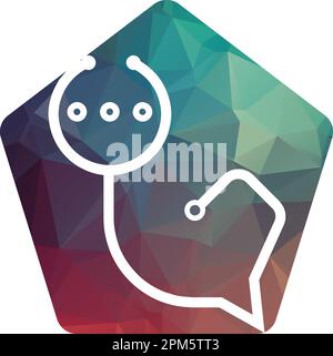 Health consult logo design template. Stethoscope isolated on bubble chat symbol Stock Vector