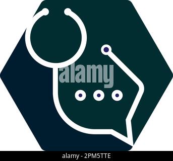 Health consult logo design template. Stethoscope isolated on bubble chat symbol Stock Vector