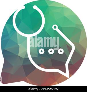 Health consult logo design template. Stethoscope isolated on bubble chat symbol Stock Vector