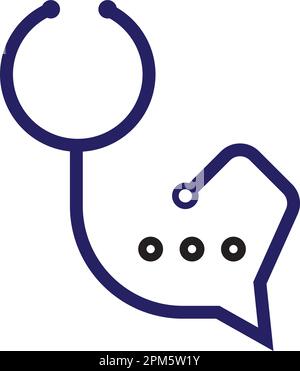 Health consult logo design template. Stethoscope isolated on bubble chat symbol Stock Vector