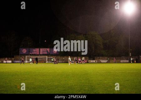 London, UK. 11th Apr, 2023. London, England, April 11th 2023: Combined Counties Midweek Cup game between Dulwich Hamlet and London Seaward at Champion Hill in London, England. (Liam Asman/SPP) Credit: SPP Sport Press Photo. /Alamy Live News Stock Photo