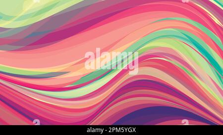 Abstract artistic background with wavy striped texture. Multicolor vector graphic pattern. CMYK colors Stock Vector