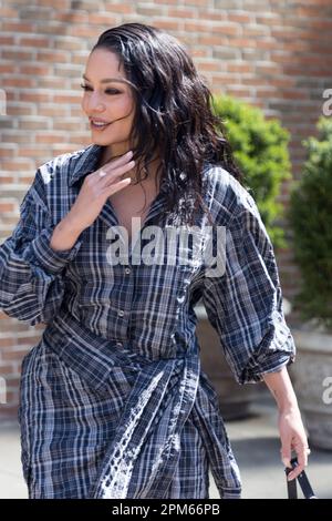 Actress Vanessa Hudgens is seen leaving a hotel in the East Village neighborhood, in Manhattan New York, this Tuesday, 11 April 2023 (Photo: Vanessa Carvalho) Credit: Brazil Photo Press/Alamy Live News Stock Photo