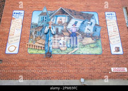 Rising From the Ruins mural from the Regina tornado on June 30, 1912 in Regina, Saskatchewan, Canada Stock Photo