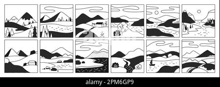 Weather black glyph set. Doodle hand drawn sun and clouds, rain or snow ...