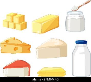 Assorted Dairy Milk Products Vector Set illustration Stock Vector Image ...