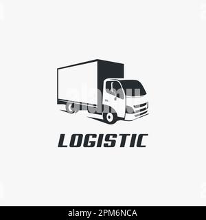 Logistic box truck logo design Stock Vector