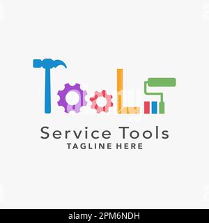 Service tools logo design in logotype style Stock Vector