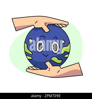 Vintage motivation poster or card design template with walking happy cute Earth planet character mascot with better days ahead caption for t shirt pri Stock Vector