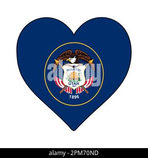 Utah Heart Shape Flag. Love Utah. Visit Utah. Northern America. America. Vector Illustration Graphic Design. Stock Vector