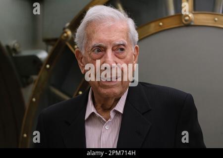 Madrid, Spain. 11th Apr, 2023. The writer Mario Vargas Llosa participates in the cycle 'El fuego de la imaginacion', at the Cervantes Institute, on April 11, 2023, in Madrid (Spain). To celebrate Vargas Llosa's literary work, the Cervantes Institute has invited a group of Latin American writers to discuss some of the central themes of his work. (Photo by Oscar Gonzalez/NurPhoto) Credit: NurPhoto SRL/Alamy Live News Stock Photo
