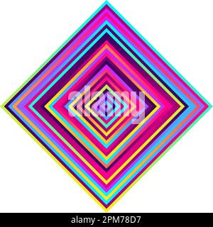 Crazy squares - bright geometric pattern with bold neon colors. Multicolor lines. Abstract geometric background. Stock Vector