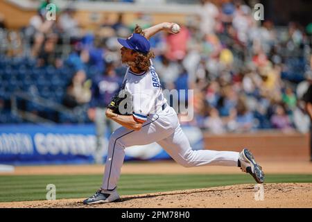 Durham, NC: Durham Bulls infielder Kyle Manzardo (7) leaps to catch a ball  at first during a MiLB baseball game against the Memphis Redbirds, Tuesday  Stock Photo - Alamy