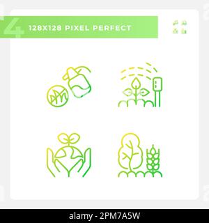 Gardening gradient linear vector icons set Stock Vector