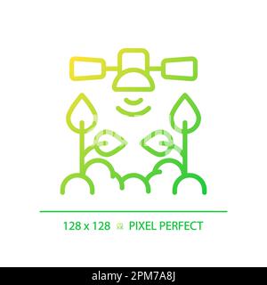 Satellite Smart Farming gradient linear vector icon Stock Vector