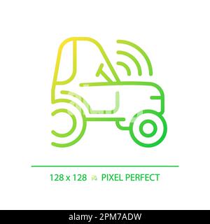 Autonomous tractor gradient linear vector icon Stock Vector