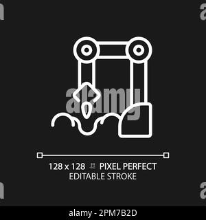 Planting robot white linear icon for dark theme Stock Vector