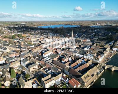 St Ives town in Cambridgeshire UK high angle drone aerial view Stock Photo