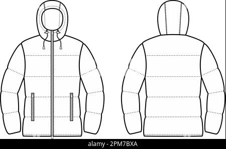 Womens winter quilted down jacket. Stock Vector