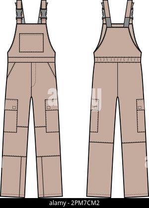 Mens work overall jumpsuit. Fashion CAD. Stock Vector