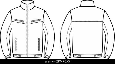 Mens work zip up jacket. Fashion CAD. Stock Vector