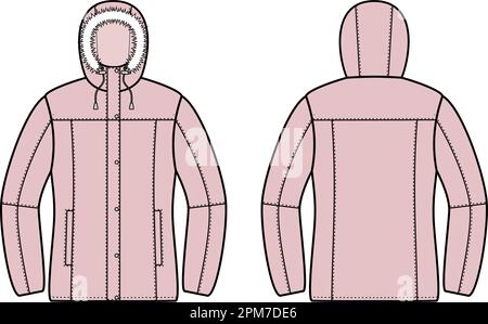 Womens winter quilted down jacket. Stock Vector