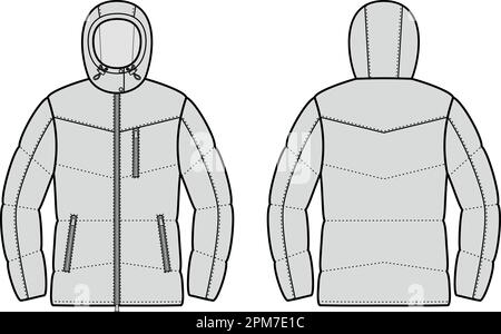 Womens winter quilted down jacket. Stock Vector