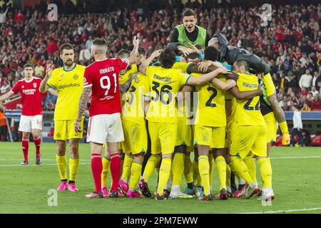 Morato of Benfica heads the ball during the UEFA Champions League,  Quarter-finals, 1st leg football match between SL Benfica and FC  Internazionale on April 11, 2023 at Estadio do Sport Lisboa e