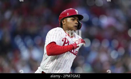 Philadelphia Phillies' Cristian Pache plays during the seventh inning of a  baseball game, Monday, April 10, 2023, in Philadelphia. (AP Photo/Matt  Rourke Stock Photo - Alamy