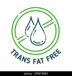 Trans fat free icon and sign. Organic farm product, bio safe, trans fat contain thin line symbol or vector pictogram. Certified quality food warranty Stock Vector