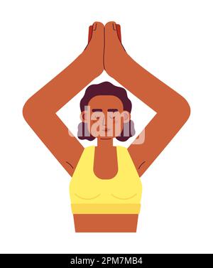 Woman stretching in yoga pose semi flat colorful vector character Stock Vector