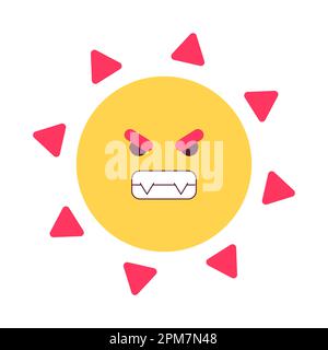 Dangerous summer sun semi flat colorful vector character Stock Vector