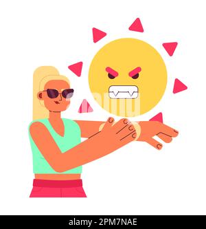 Protection from sun UV rays flat concept vector spot illustration Stock Vector