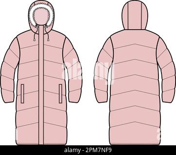 Womens winter quilted down coat. Stock Vector