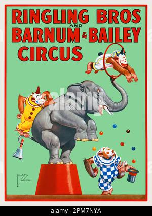 Ringling Bros. and Barnum & Bailey Circus by  Lawson Wood (1878-1957). Poster published in 1944 in the USA. Stock Photo
