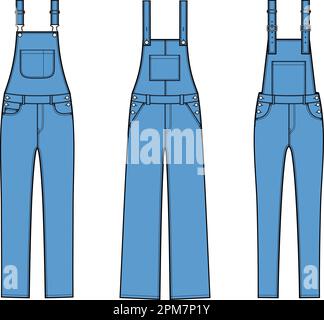 Womens denim overall. Fashion CAD. Stock Vector