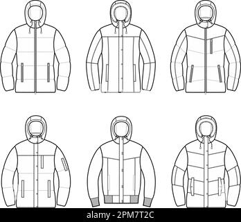 Womens winter quilted down jacket. Stock Vector